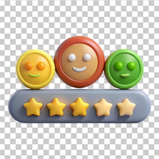 PSD 3d feedback emotion scale reviews with good and bad rating feedback in the form of emotions customer reviews excellent good normal bad terrible modern vector in 3d style