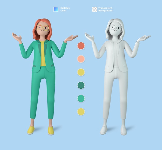 3d female cartoon character