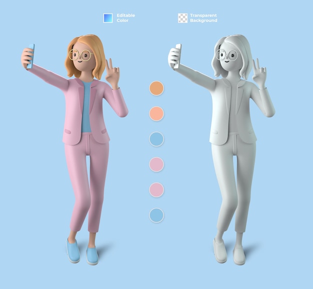 PSD 3d female character mockup