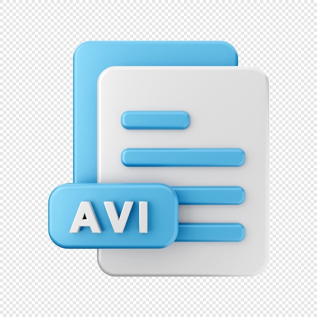 3D File AVI Format Icon Illustration