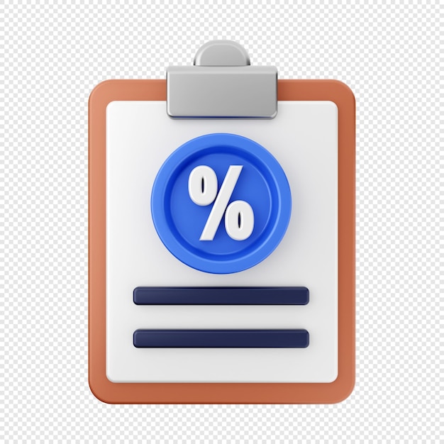 3D File discount Report Icon Illustration