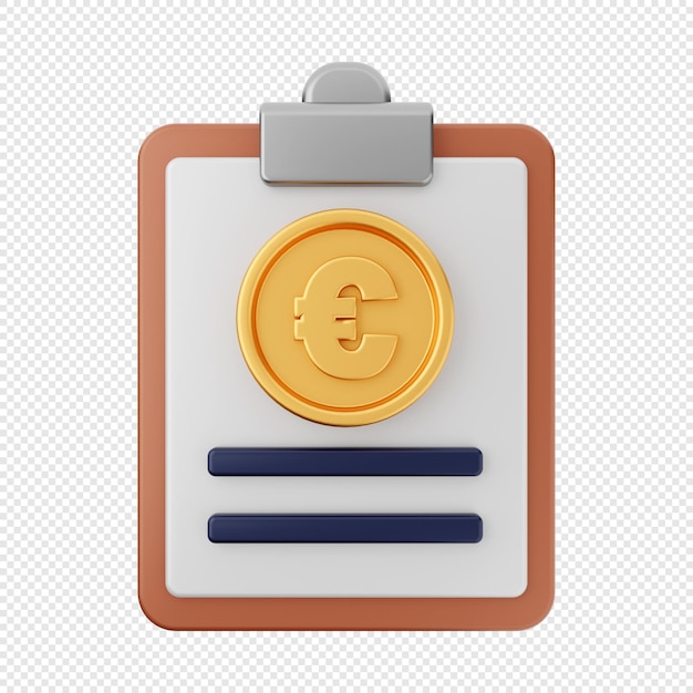 3D File euro Report Icon Illustration