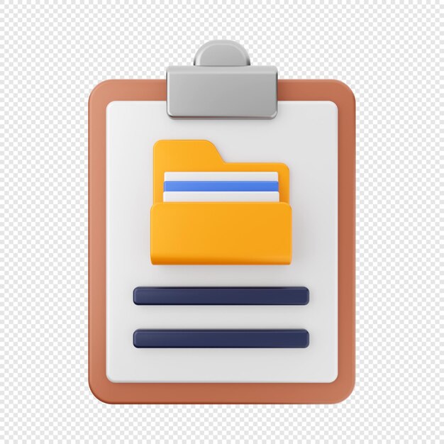 3D File Folder Report Icon Illustration