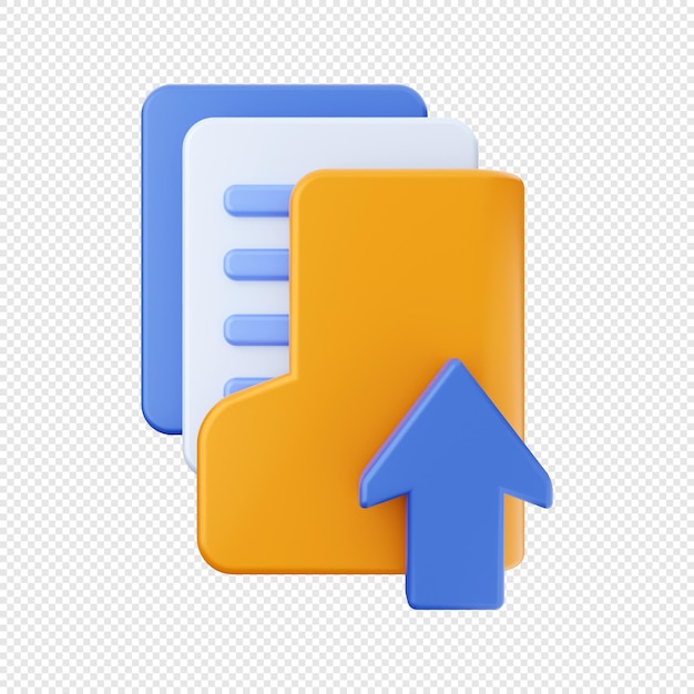 3D File folder upload Icon Illustration