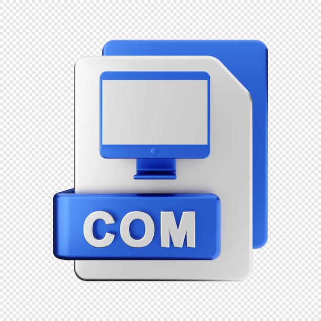 3d file format COM type icon illustration