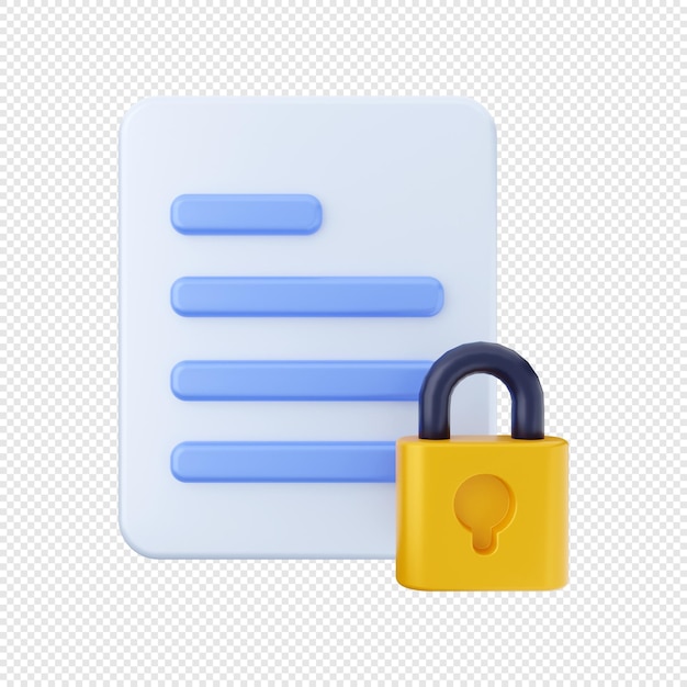 3D File lock with padlock Icon Illustration