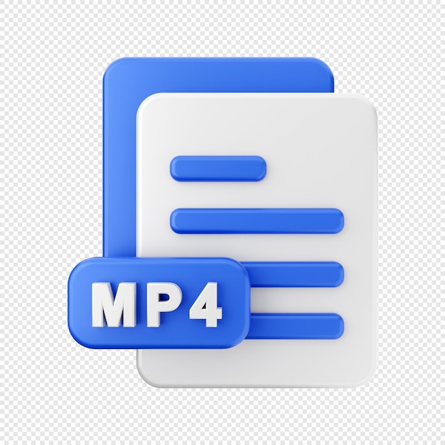 3D File MP4 Format Icon Illustration