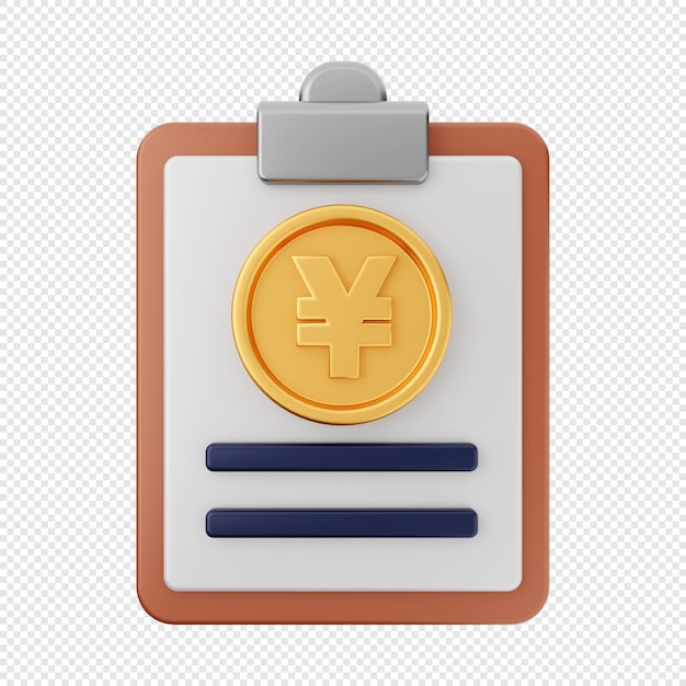 3D File yen Report Icon Illustration