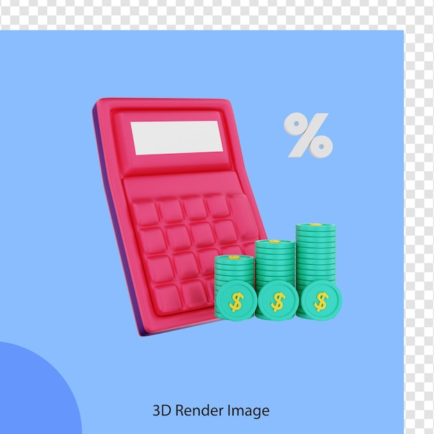 3d Finance rendering money counter calculator