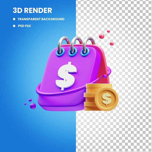 3d financial calendar financial concept icon illustration rendering