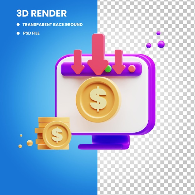 3d financial concept icon rendering income depreciation analysis illustration