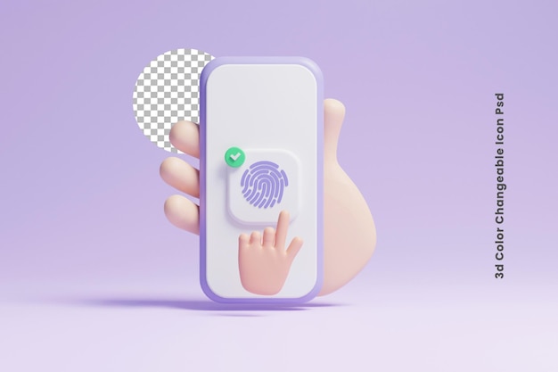 3d fingerprint digital security authentication concept icon or 3d people authorization identity icon