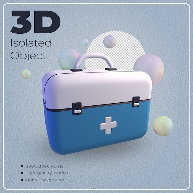 3D First Aid Bag Isolated Object with High Quality Render