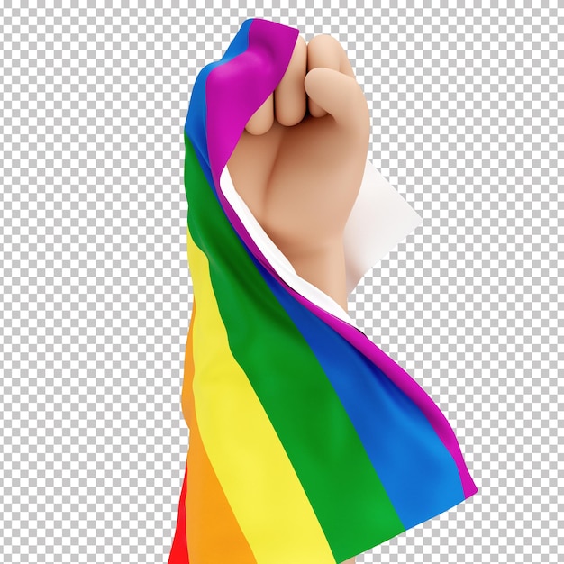 3D Fist Symbolizing Support for LGBTQIA Causes Transparent Background