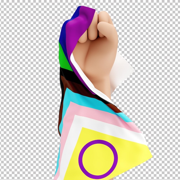 3D Fist Symbolizing Support for LGBTQIA Causes Transparent Background