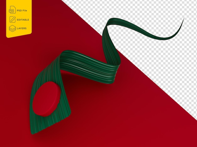 PSD 3d flag of bangladesh country shiny wavy 3d flag ribbon isolated on white background 3d illustration