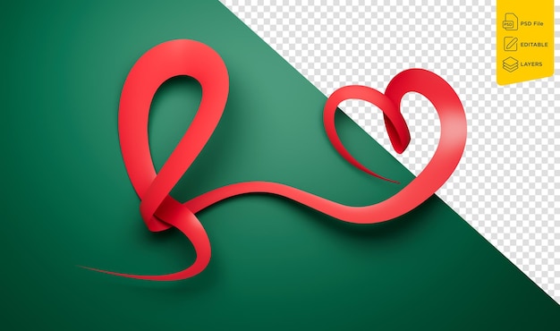 3d Flag Of Bangladesh Heart Shaped Red Wavy Awareness Ribbon On Green Background 3d Illustration