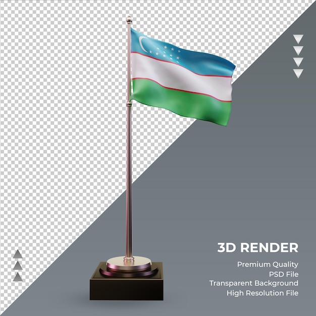 3d flag Uzbekistan rendering front view