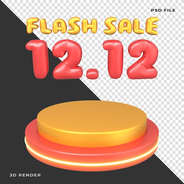 3D Flash Sale 12.12 Podium Rendered on transparent background