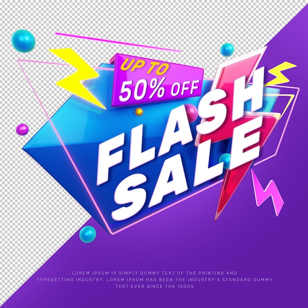 3D flash sale discount tittle promotion banner