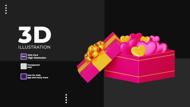 3d flash sale giftbox with love icon