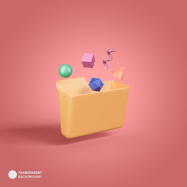 3D Floating Element Folder Icon Illustration