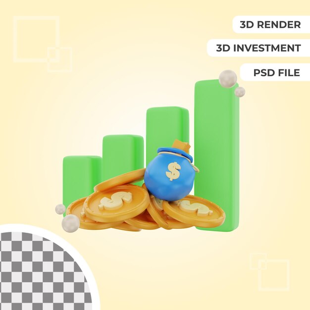 3d fluctuation icon object illustration premium psd