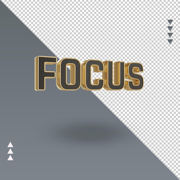 3d Focus black gold icon rendering left view