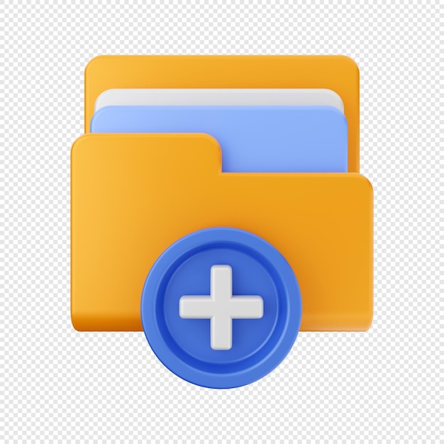 3D Folder data file storage icon illustration