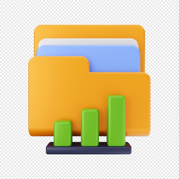 3D Folder data file storage icon illustration