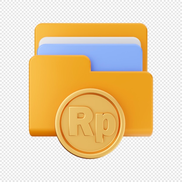 3D Folder data file storage icon illustration