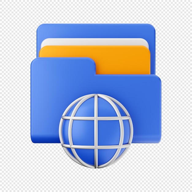 3D Folder data file storage icon illustration