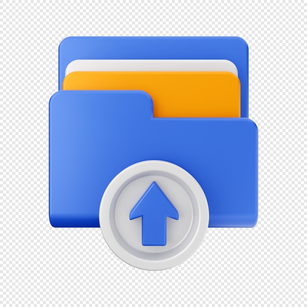 3D Folder data file storage icon illustration