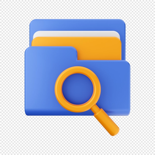 3D Folder data file storage icon illustration