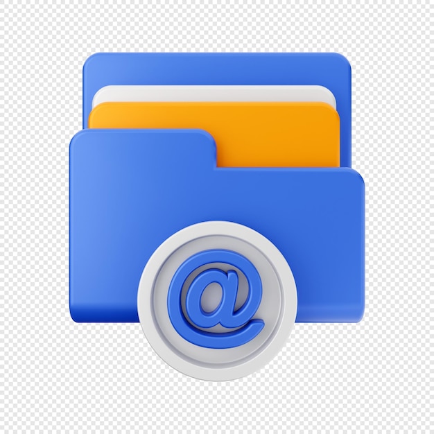 3D Folder data file storage icon illustration