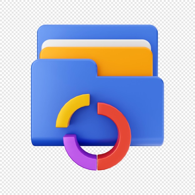 3D Folder data file storage icon illustration