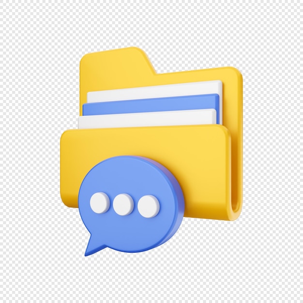 3d folder file chat illustration