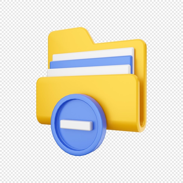 3d folder file subtraction illustration