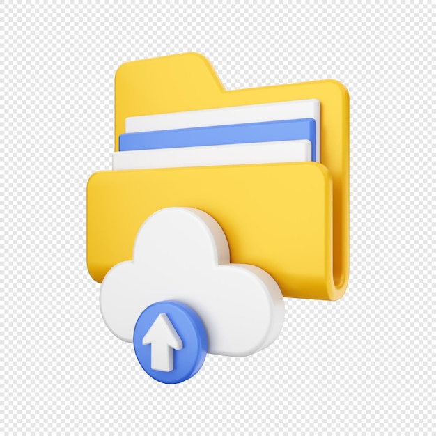 3d folder file uploading to cloud illustration