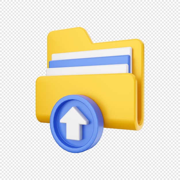 3d folder file uploading data illustration