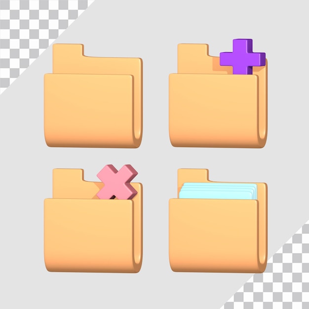 3d folder icon set concept