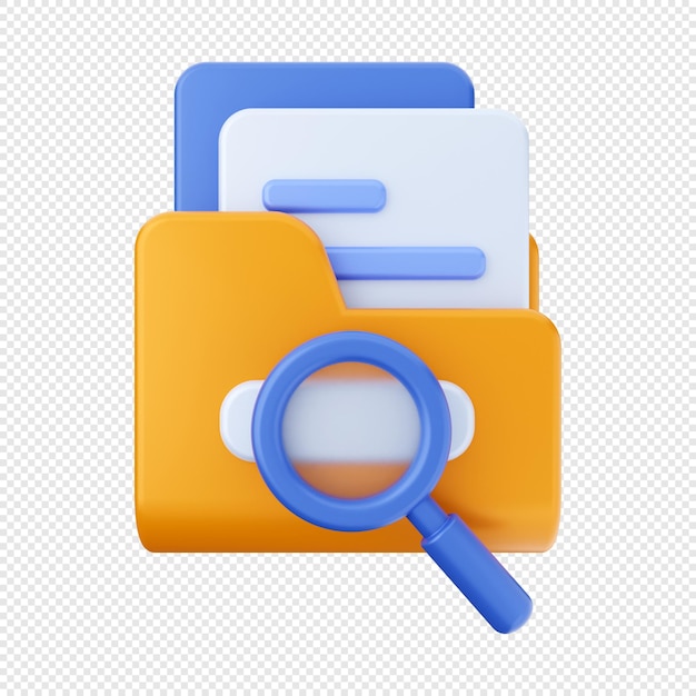 3D Folder Scan Icon Illustration