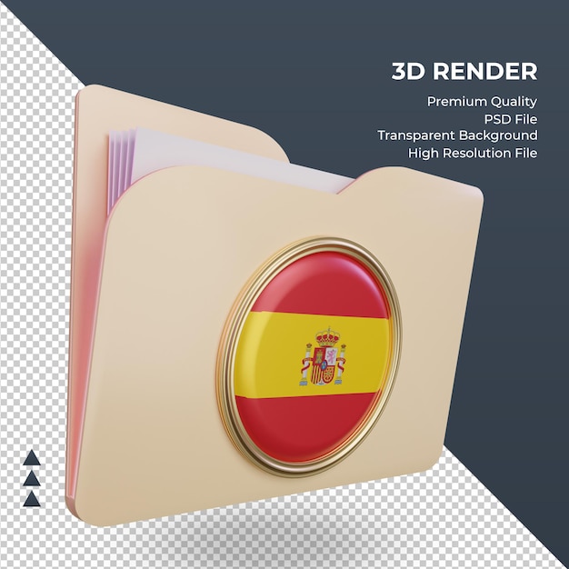 PSD 3d folder spain flag rendering left view