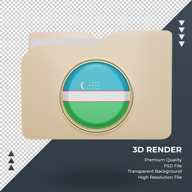 3d folder Uzbekistan flag rendering front view