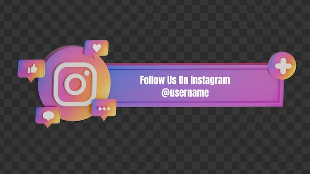 PSD 3d follow us on instagram social media username