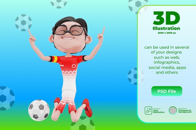 3d football character illustration