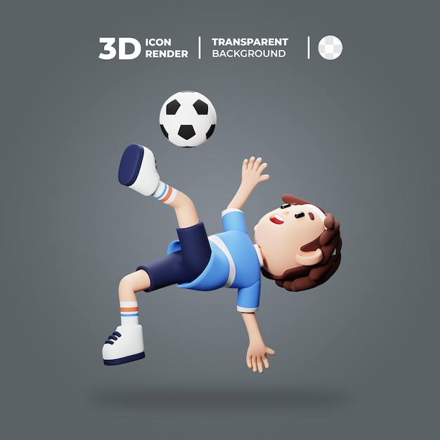 3D Football Player Doing Over head Kick