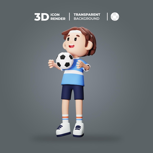 3D Football Player Doing Receiving Ball