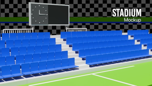 PSD a 3d football stadium with seat and scoreboard