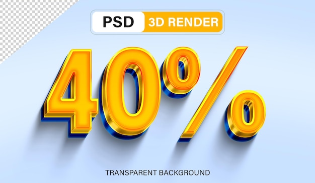 3d Forty precent discount 40 orange gradient isolated on transparent background